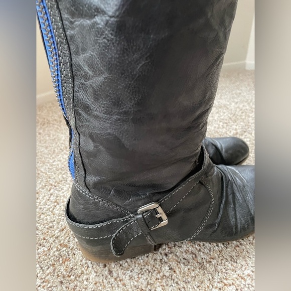 STEVE MADDEN P-Loops Knee High Boots Women’s Size  9 Leather Black Grey - Picture 9 of 11